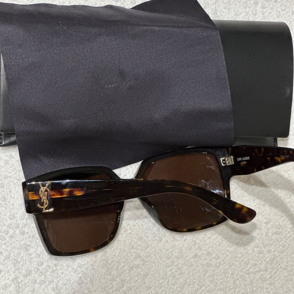 Saint Laurent Sunglasses Shiny Dark / BROWN Lenses